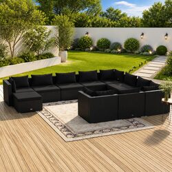 Premium 11-Piece Modular Poly Rattan Outdoor Lounge Set