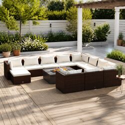 Premium 11-Piece Poly Rattan Garden Lounge Set in Brown