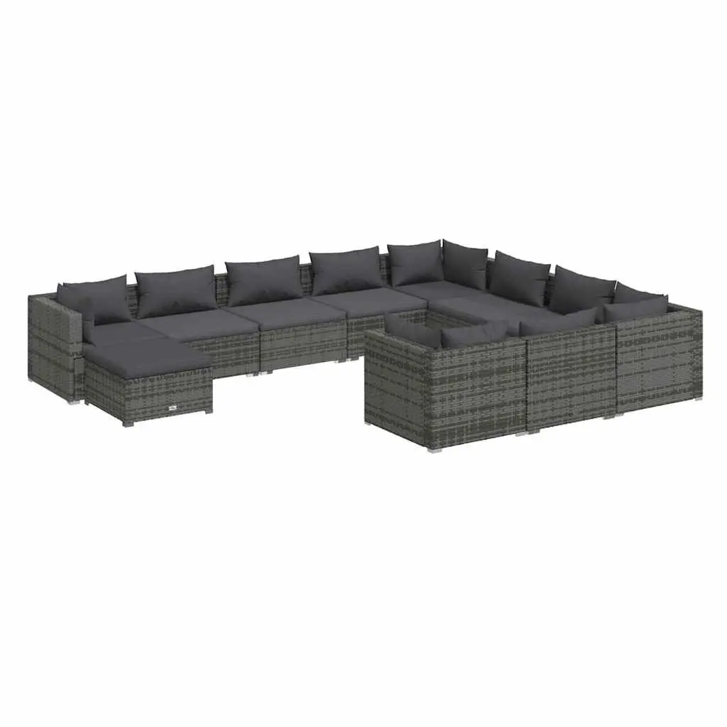 11 Piece Poly Rattan Garden Lounge Set Grey