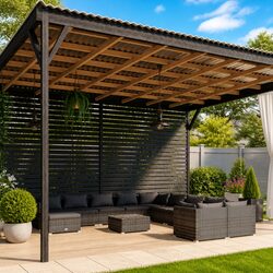 Durable 12-Piece Poly Rattan Garden Lounge Set with Grey Cushions