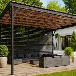 Premium 13-Piece Grey Poly Rattan Garden Lounge Set