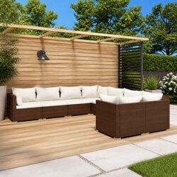 Durable 8 Piece Poly Rattan Garden Lounge Set with Cushions