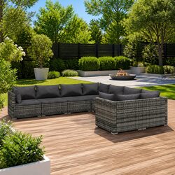 Premium 8-Piece Grey Garden Lounge Set with Cushions
