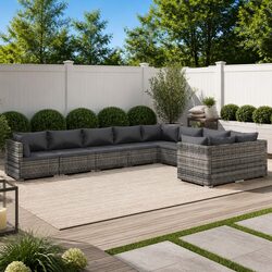 9 Piece Modular Outdoor Garden Lounge Set in Grey