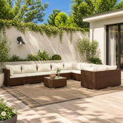 Durable 10-Piece Garden Lounge Set in Brown