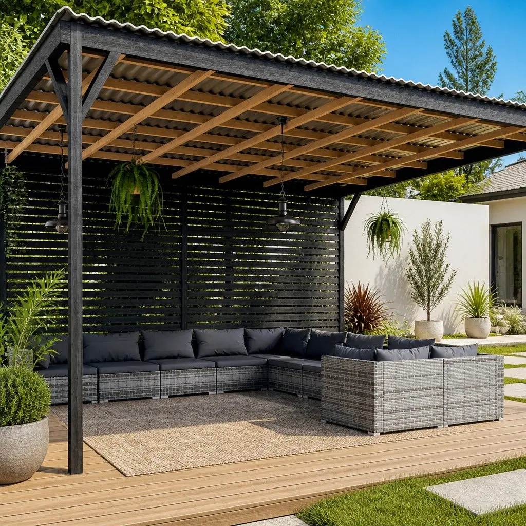 Garden Lounge Set Poly Rattan 10 Piece Outdoor Furniture Grey with Cushions
