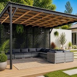 Sturdy 10 Piece Poly Rattan Garden Lounge Set in Grey