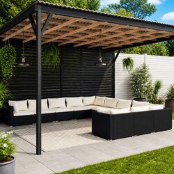 Premium 11-Piece Outdoor Garden Lounge Set in Black Rattan