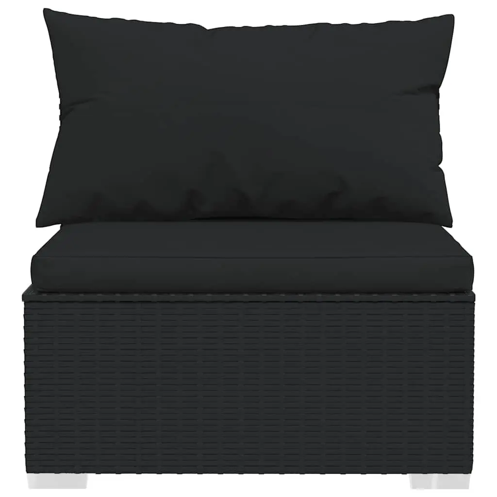 11-Piece Black Poly Rattan Garden Lounge Set