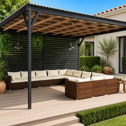 Durable 11 Piece Poly Rattan Garden Lounge Set