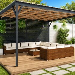 Durable 12-Piece Garden Lounge Set with Cushions in Brown