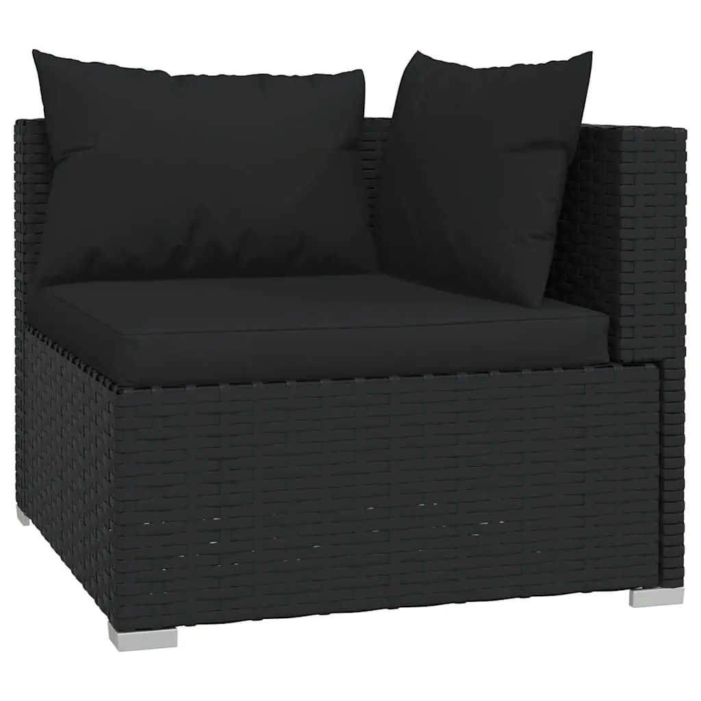 11 Piece Garden Lounge Set PE Rattan Powder-coated Steel Black