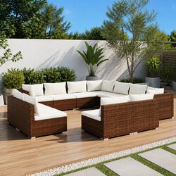 Brown Poly Rattan 11 Piece Outdoor Garden Lounge Set
