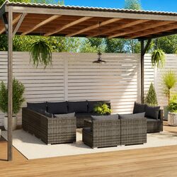 Durable 12-Piece Grey Garden Lounge Set with Cushions