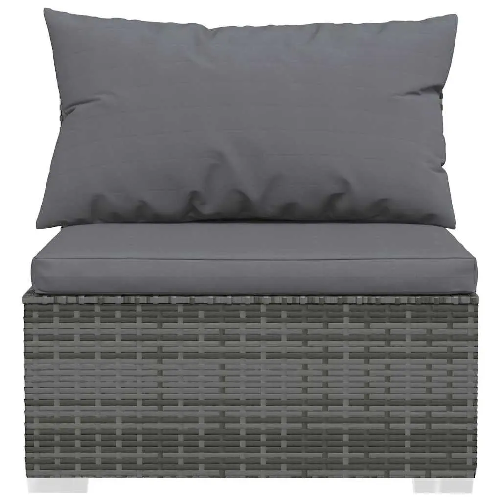 11 Piece Garden Lounge Set Poly Rattan Grey Outdoor Furniture with Cushions