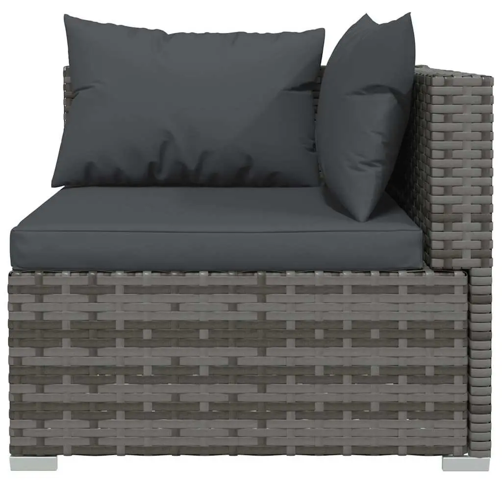 11 Piece Garden Lounge Set Poly Rattan Grey Outdoor Furniture with Cushions