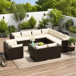 12-Piece Black Garden Lounge Set for Outdoor Spaces