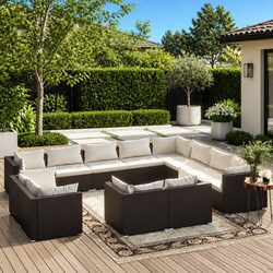 Stylish 12 Piece Black Rattan Garden Lounge Set