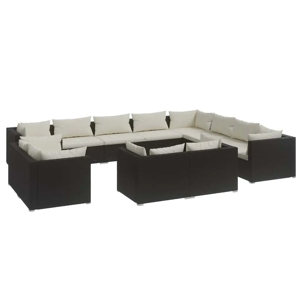 12 Piece Black Rattan Garden Lounge Set
