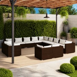 Premium 13-Piece Brown Poly Rattan Garden Lounge Set