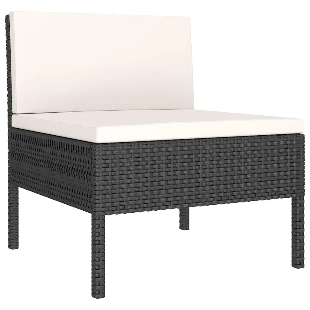 Garden Lounge Set PE Rattan 3 Piece Outdoor Furniture Black