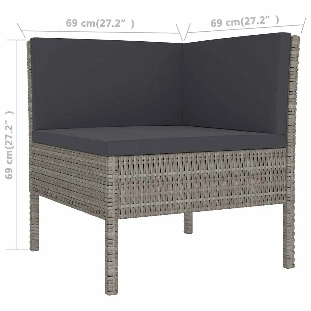 2 Piece Grey Garden Lounge Set with Cushions