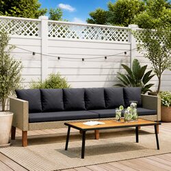 Durable 3-Seater Garden Sofa with Beige Cushions