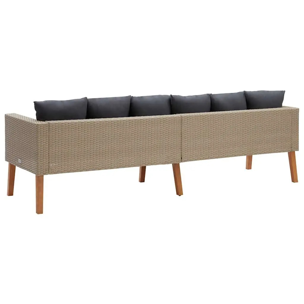3-Seater Garden Sofa with Beige Cushions