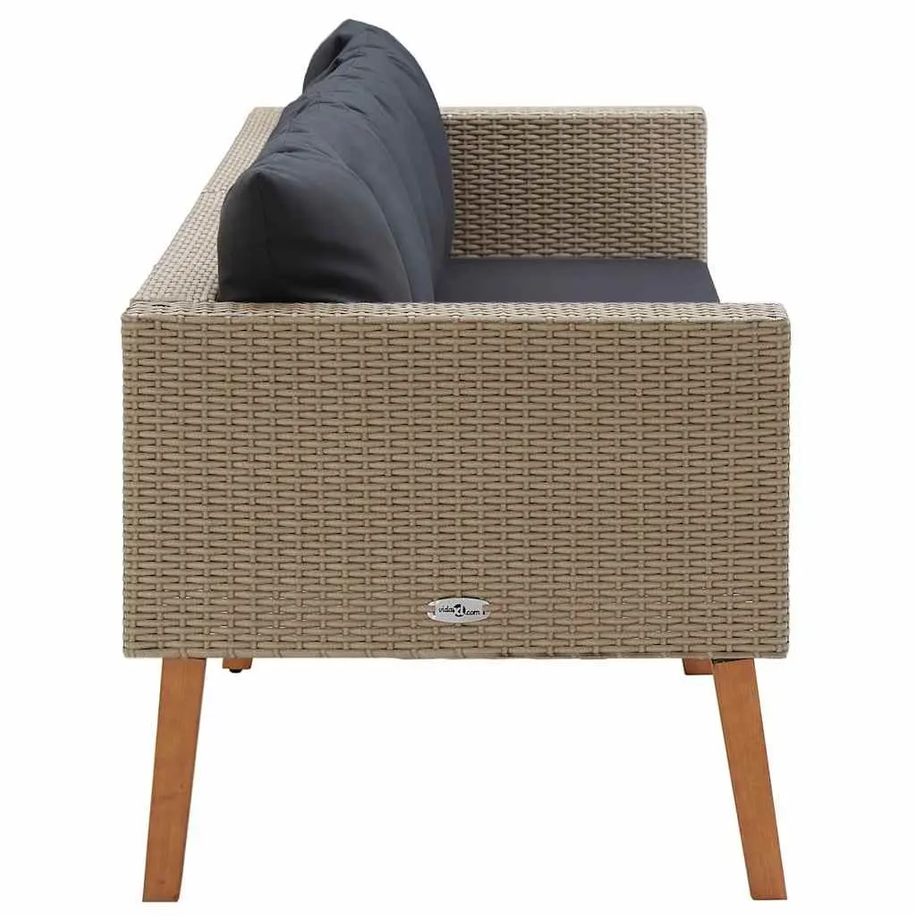 3-Seater Garden Sofa with Beige Cushions