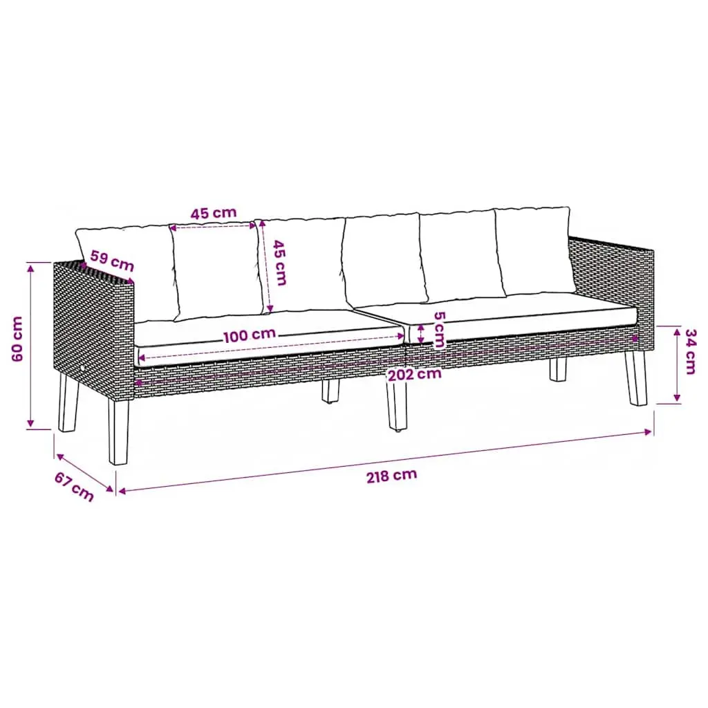 3-Seater Garden Sofa with Beige Cushions