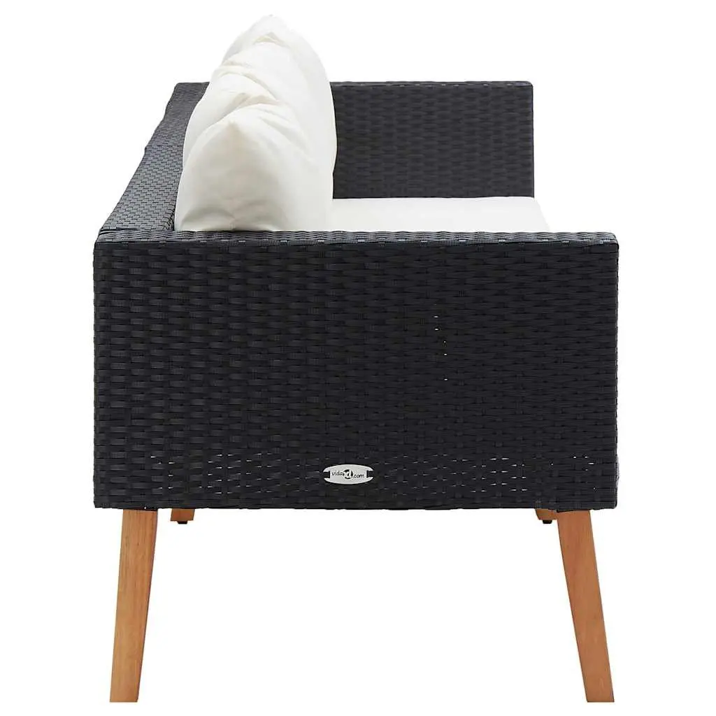 3-Seater Garden Sofa PE Rattan Black with Cushions