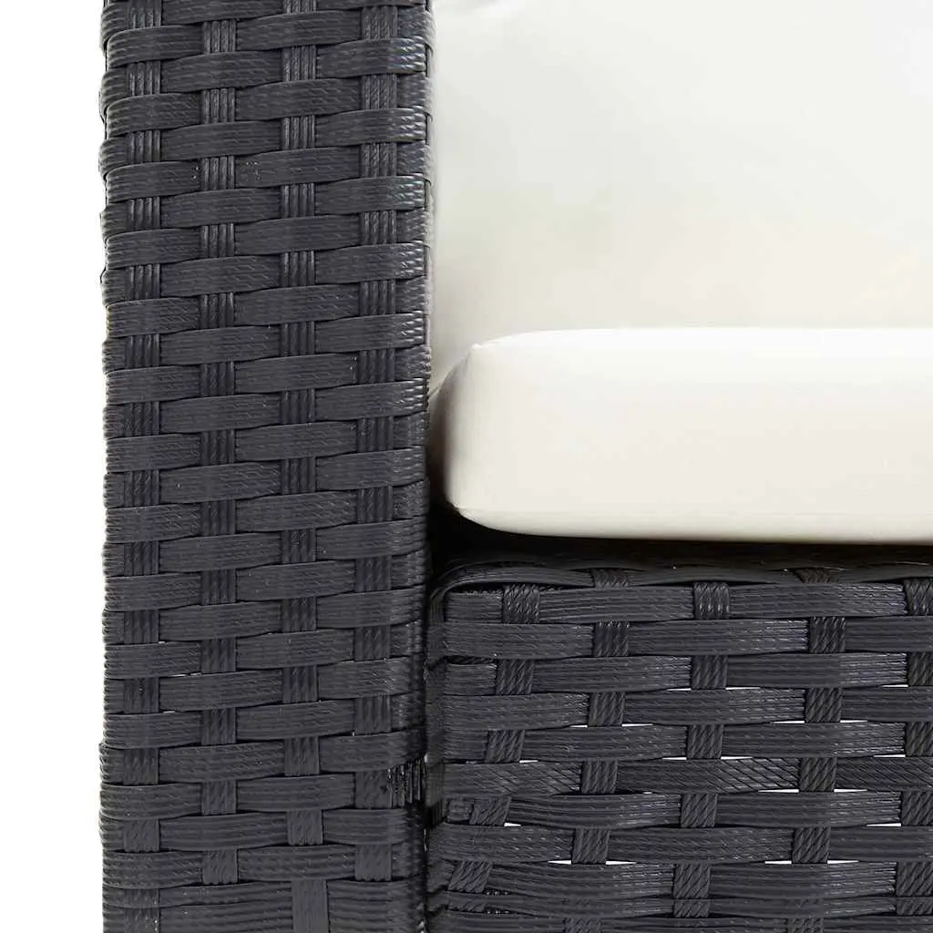 3-Seater Garden Sofa PE Rattan Black with Cushions