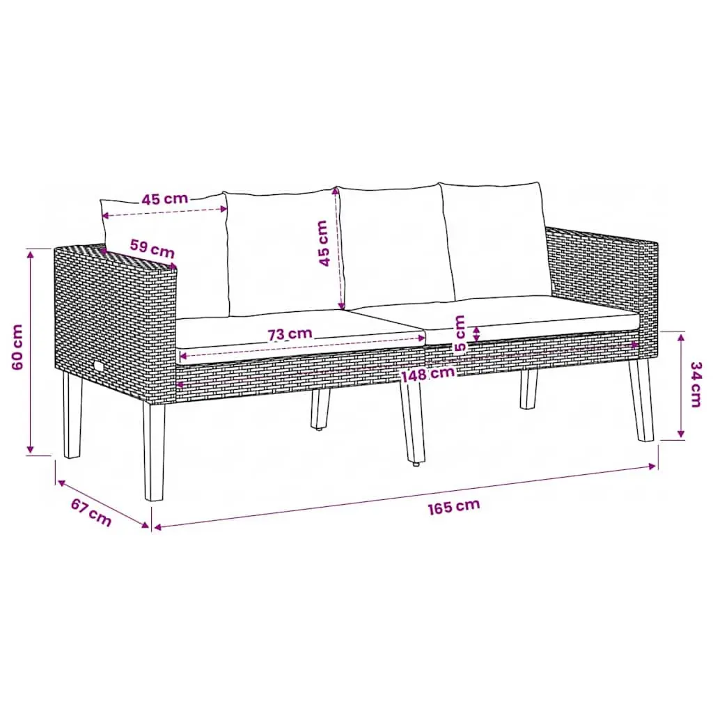 2-Seater Outdoor Garden Sofa with Cushions