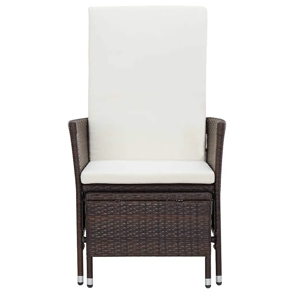 Reclining Garden Chair PE Rattan Brown with Footrest