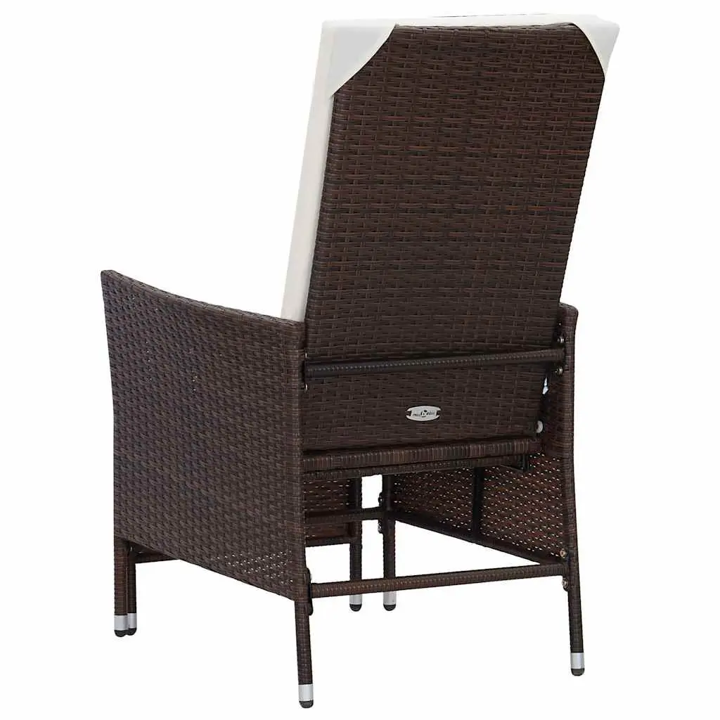 Reclining Garden Chair PE Rattan Brown with Footrest