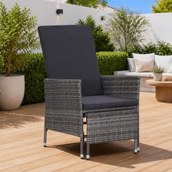 Adjustable Grey Reclining Garden Lounger with Footrest