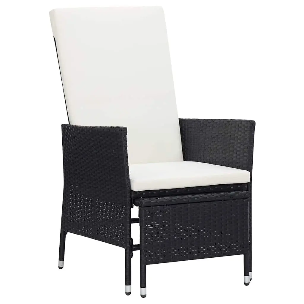 Garden Lounge Set PE Rattan Black 2 Piece Outdoor Furniture Armchair Tea Table