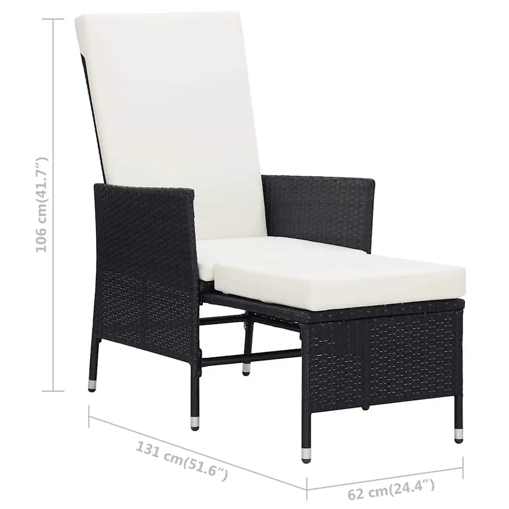 Garden Lounge Set PE Rattan Black 2 Piece Outdoor Furniture Armchair Tea Table