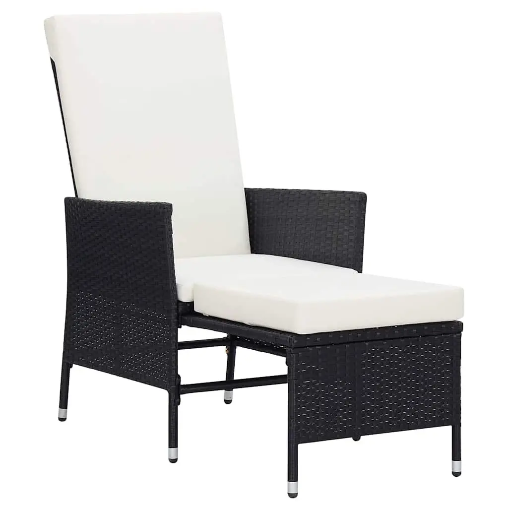 Garden Lounge Set PE Rattan Black 2 Piece Outdoor Furniture Armchair Tea Table