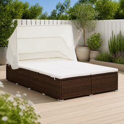 Durable 2-Person Sunbed Lounger with Adjustable Roof