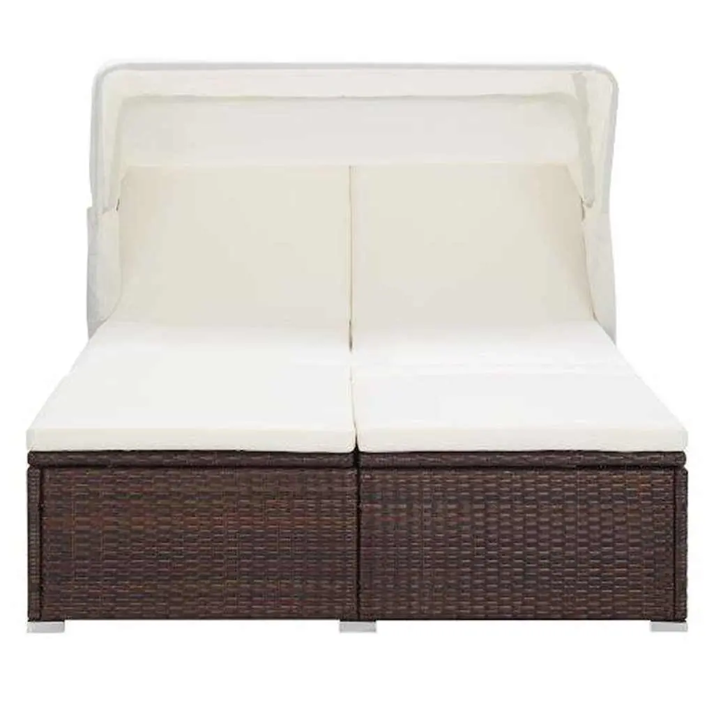2-Person Sunbed Lounger with Adjustable Roof