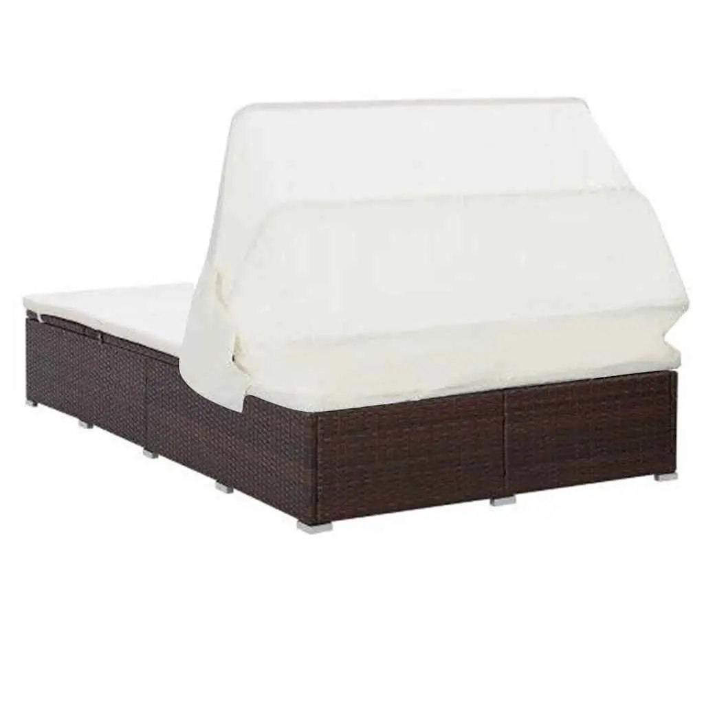2-Person Sunbed Lounger with Adjustable Roof