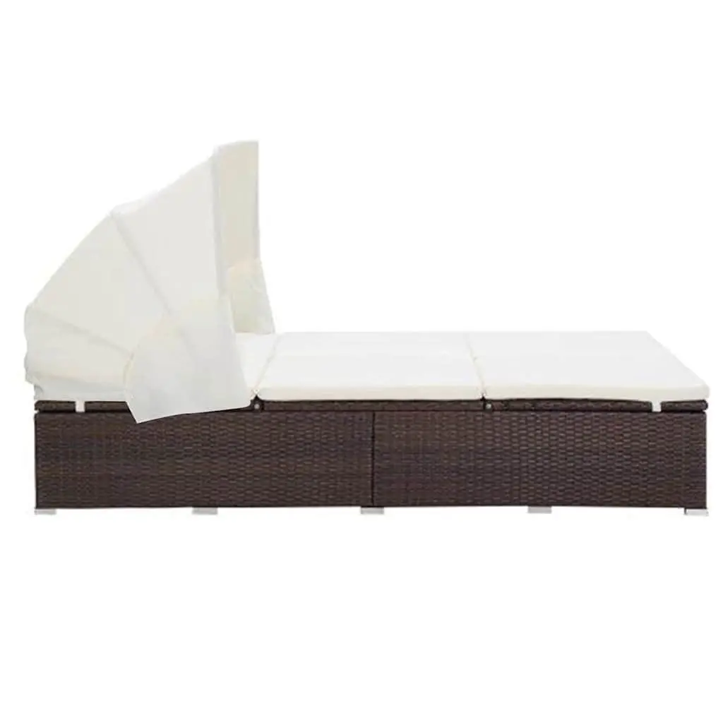 2-Person Sunbed Lounger with Adjustable Roof