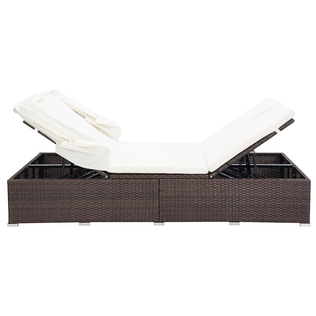 2-Person Sunbed Lounger with Adjustable Roof