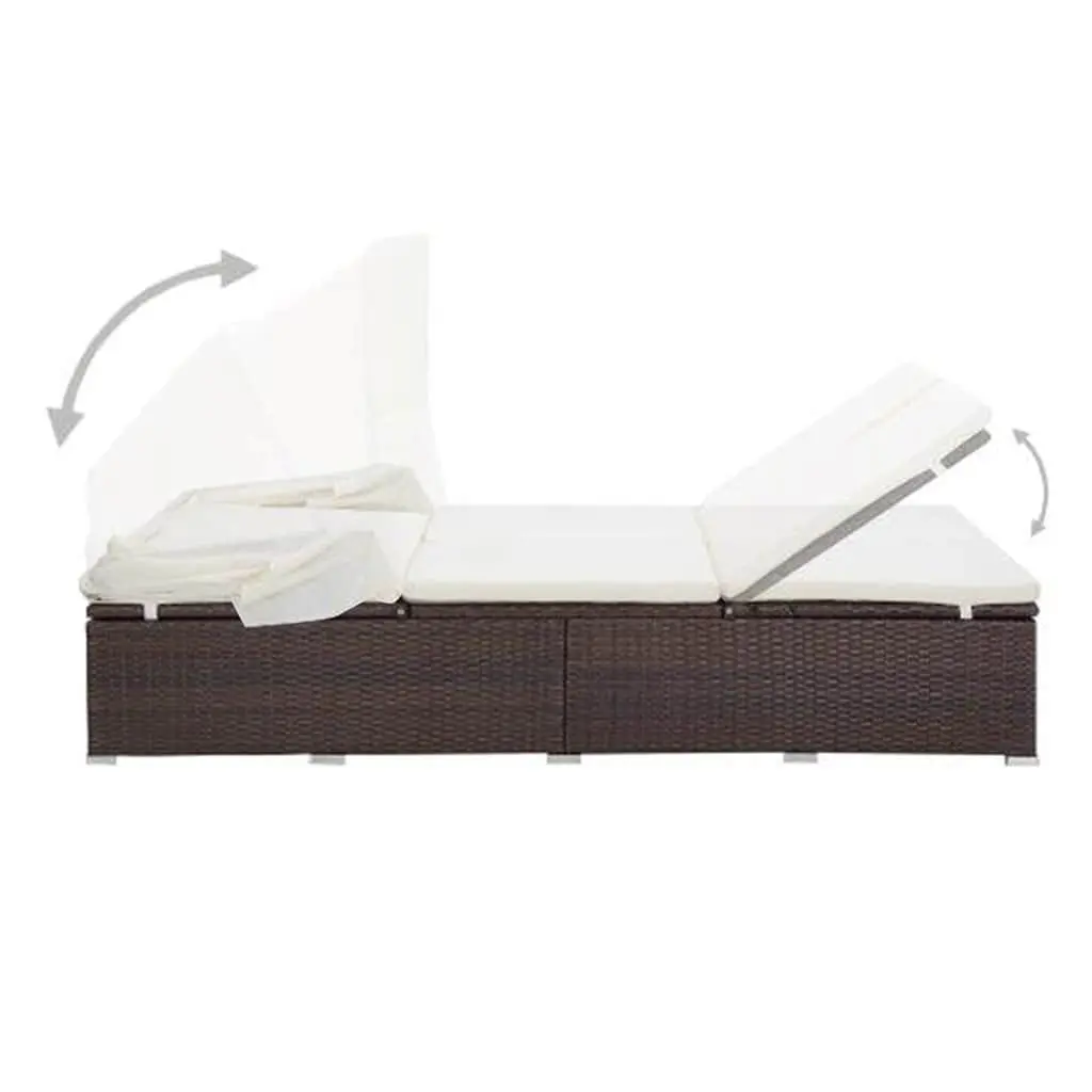 2-Person Sunbed Lounger with Adjustable Roof