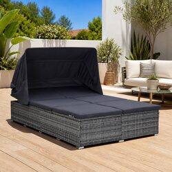 Stylish 2-Person Sunbed Lounger with Adjustable Canopy