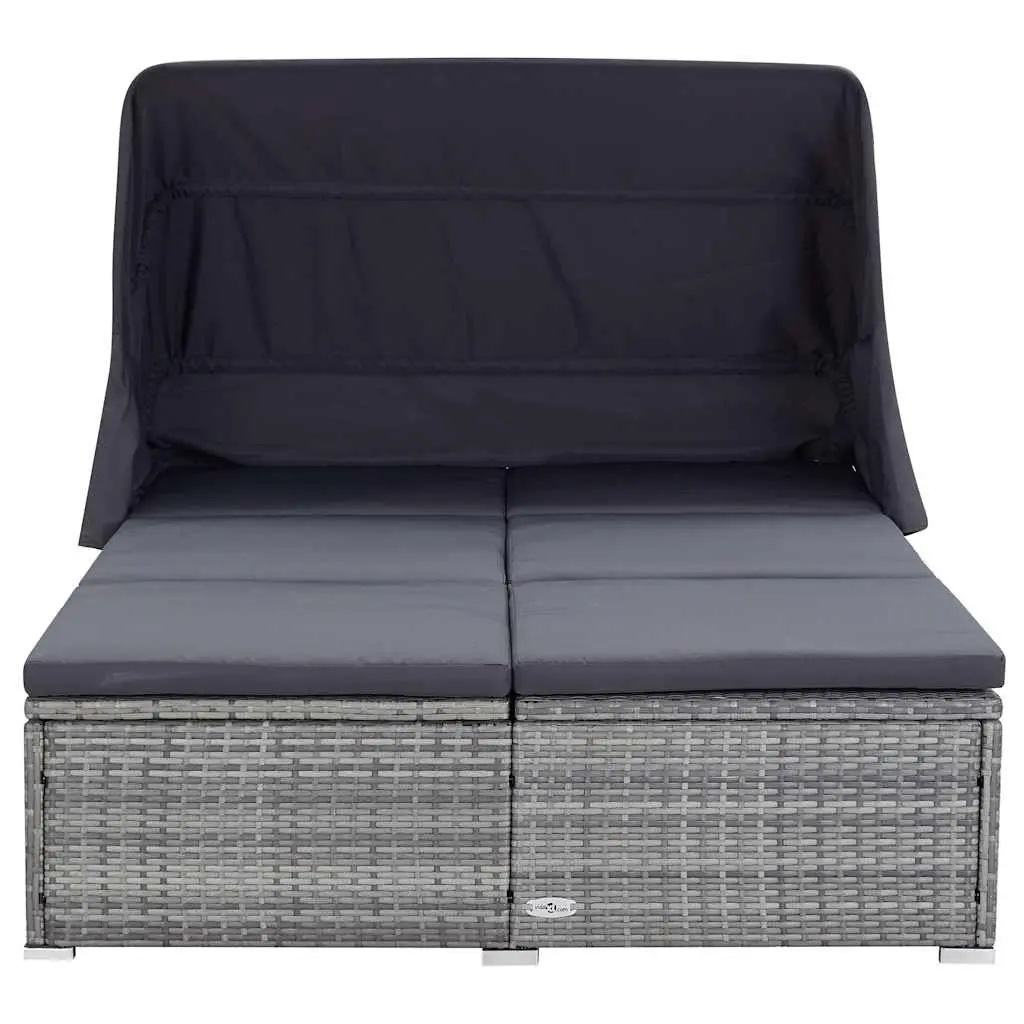 2-Person Sunbed Lounger with Adjustable Canopy
