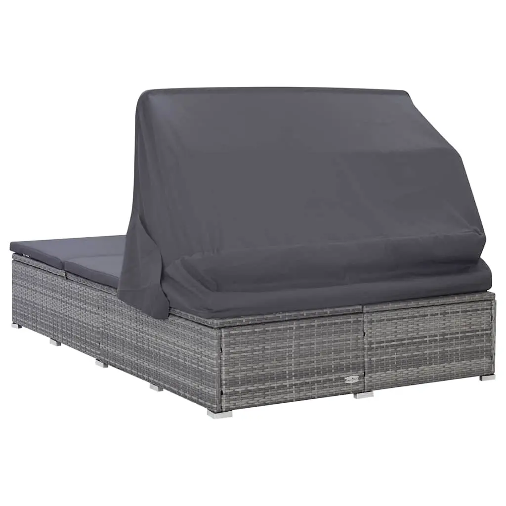 2-Person Sunbed Lounger with Adjustable Canopy