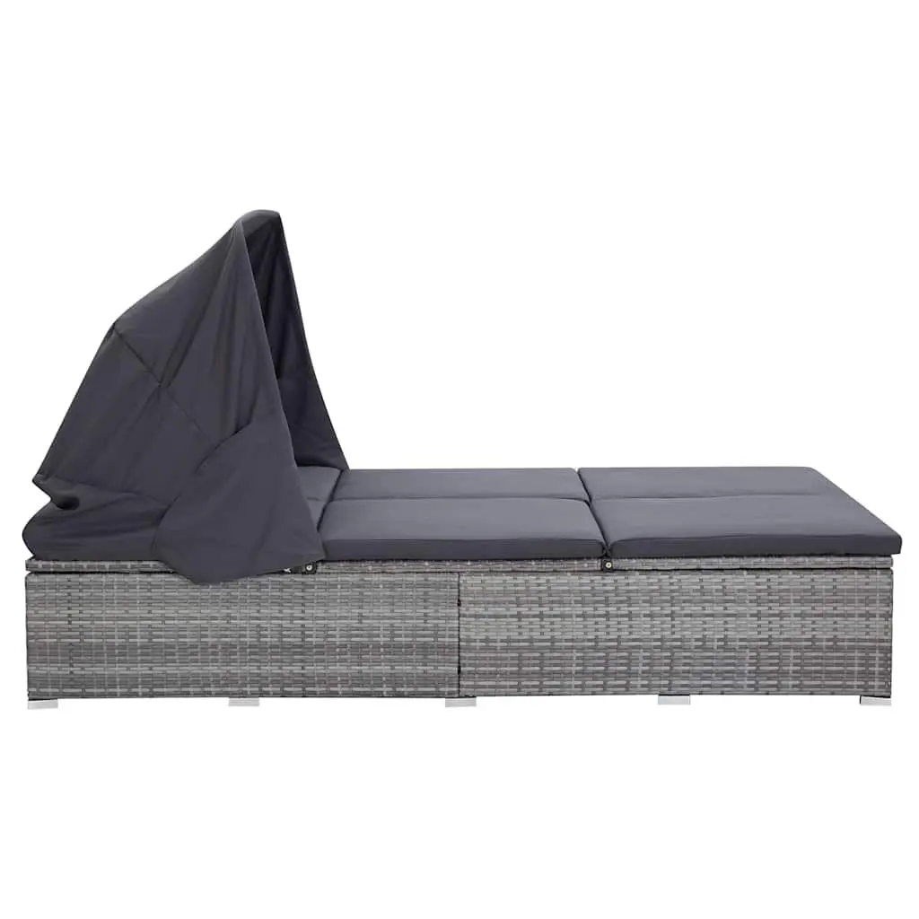 2-Person Sunbed Lounger with Adjustable Canopy