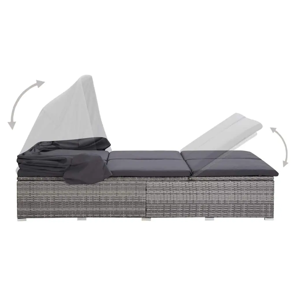 2-Person Sunbed Lounger with Adjustable Canopy